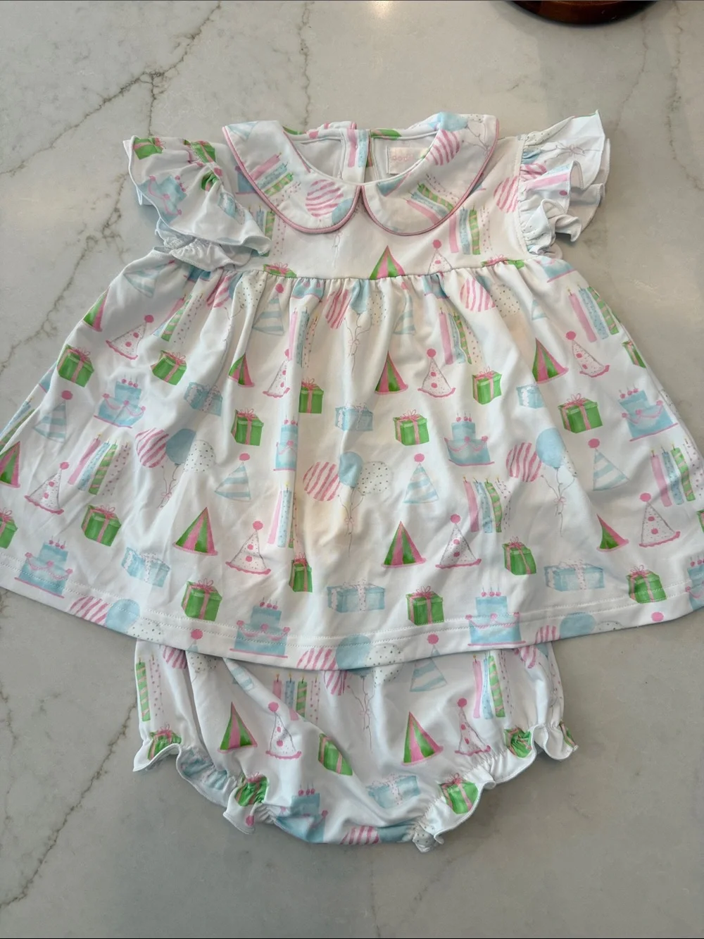 Cecil and Lou Party Print Dress & Bloomers - 2T